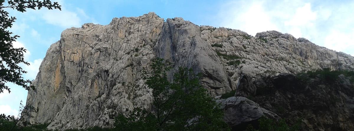 The north face of Anića kuk, Paklenica, where Alive climbs