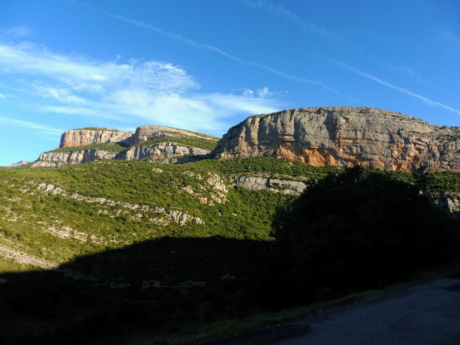 Roca dels Arcs (right) and Roca Alta (left) in morning light.