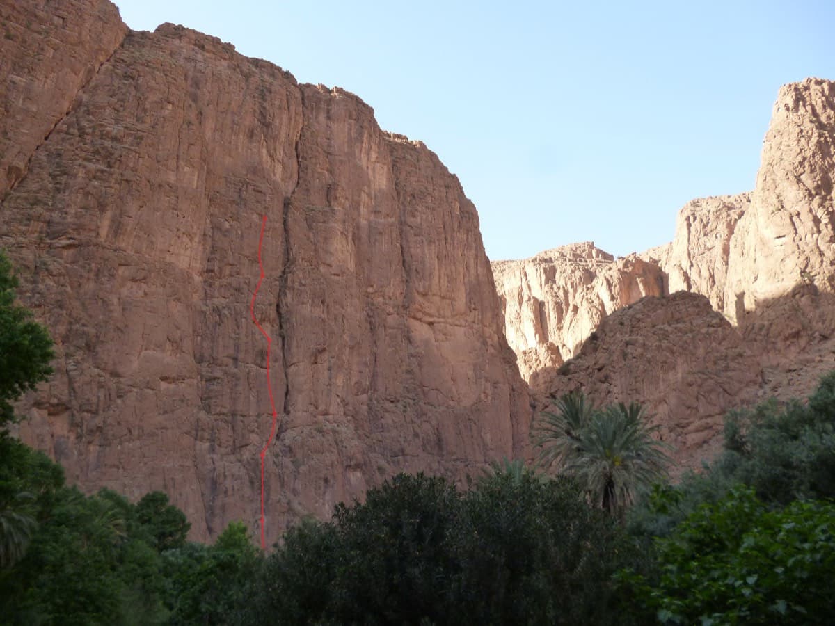 The line of Cœur de Palmier on the Mansour wall at the entrance to the Todra Gorge