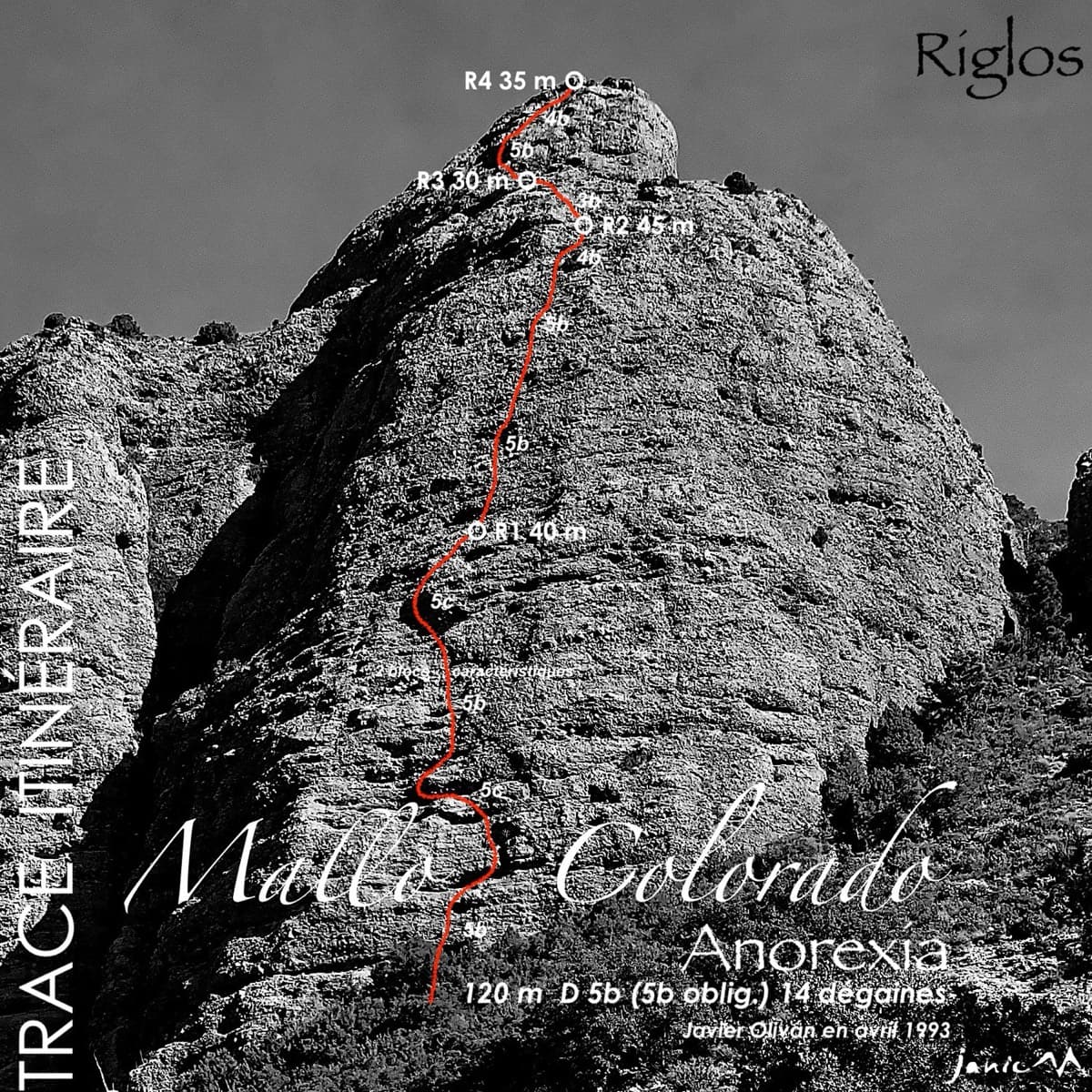 Topo of Anorexia on Mallo Colorado, Riglos